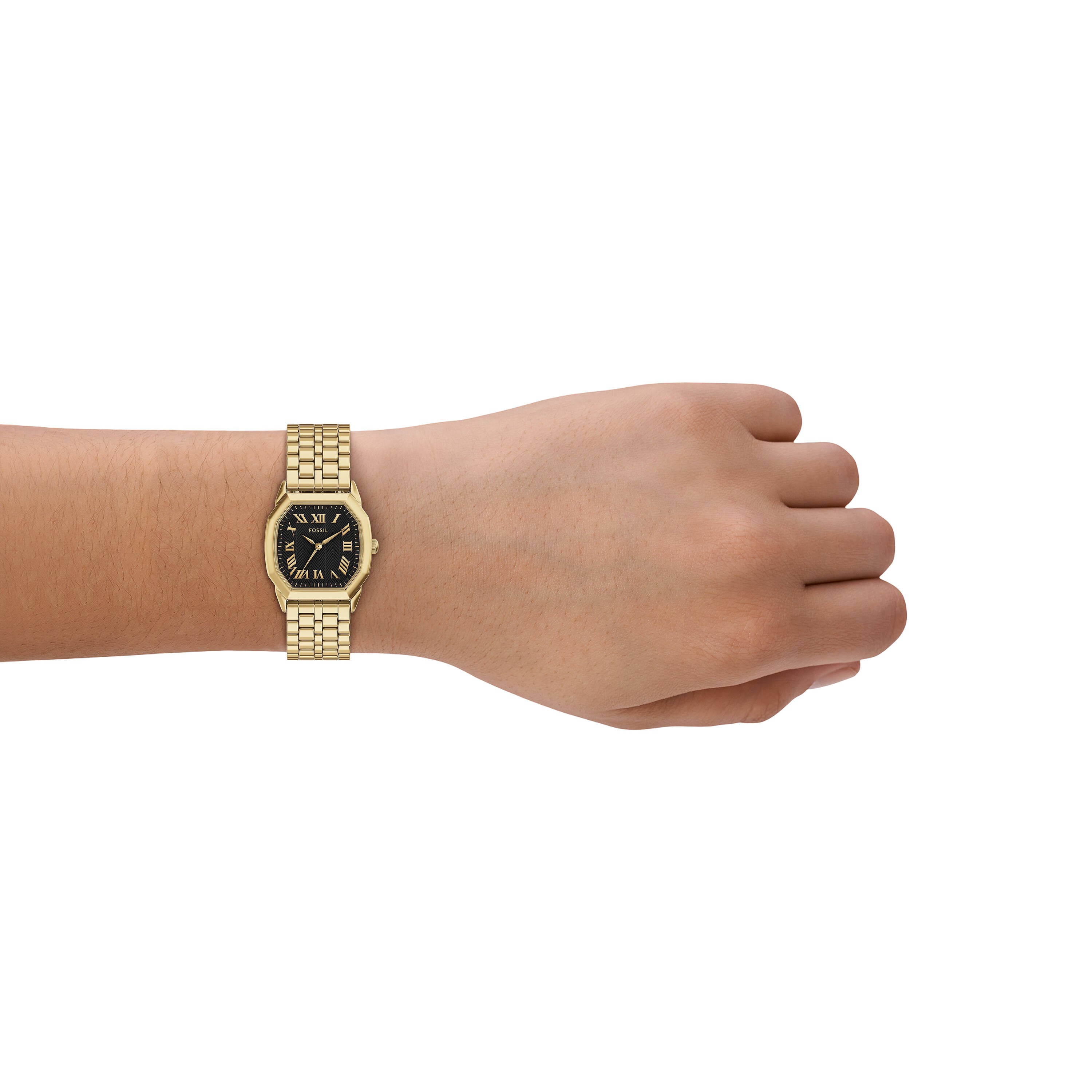 Fossil Harlow Gold Tone Stainless Steel Black Dial Watch ES5433