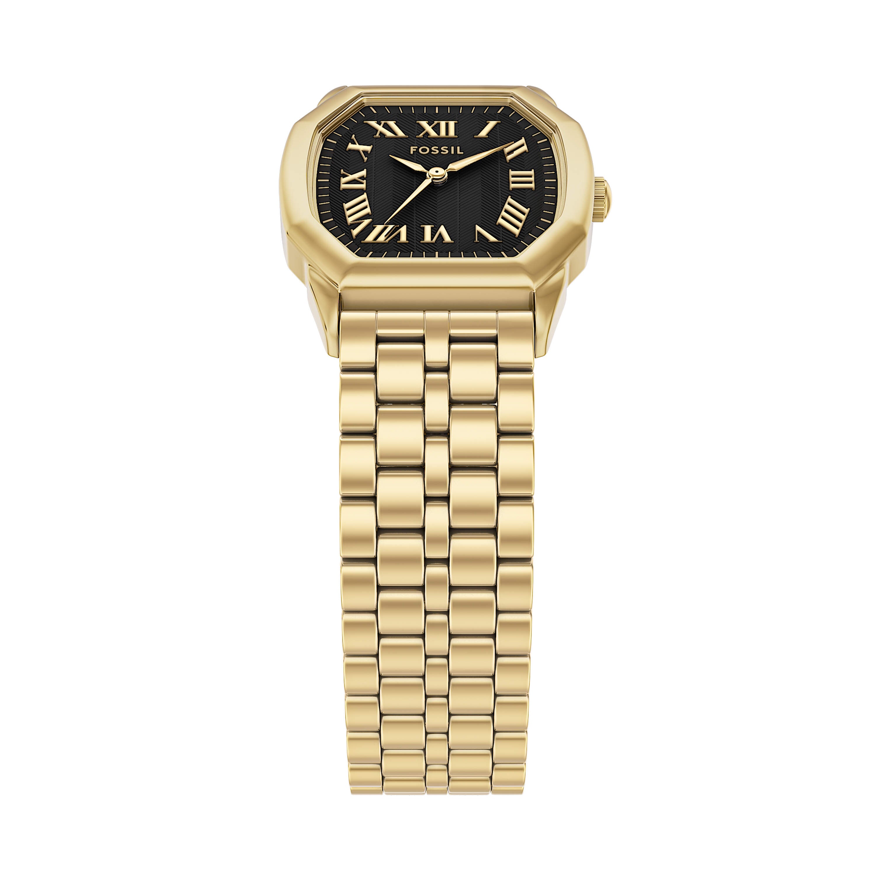 Fossil Harlow Gold Tone Stainless Steel Black Dial Watch ES5433