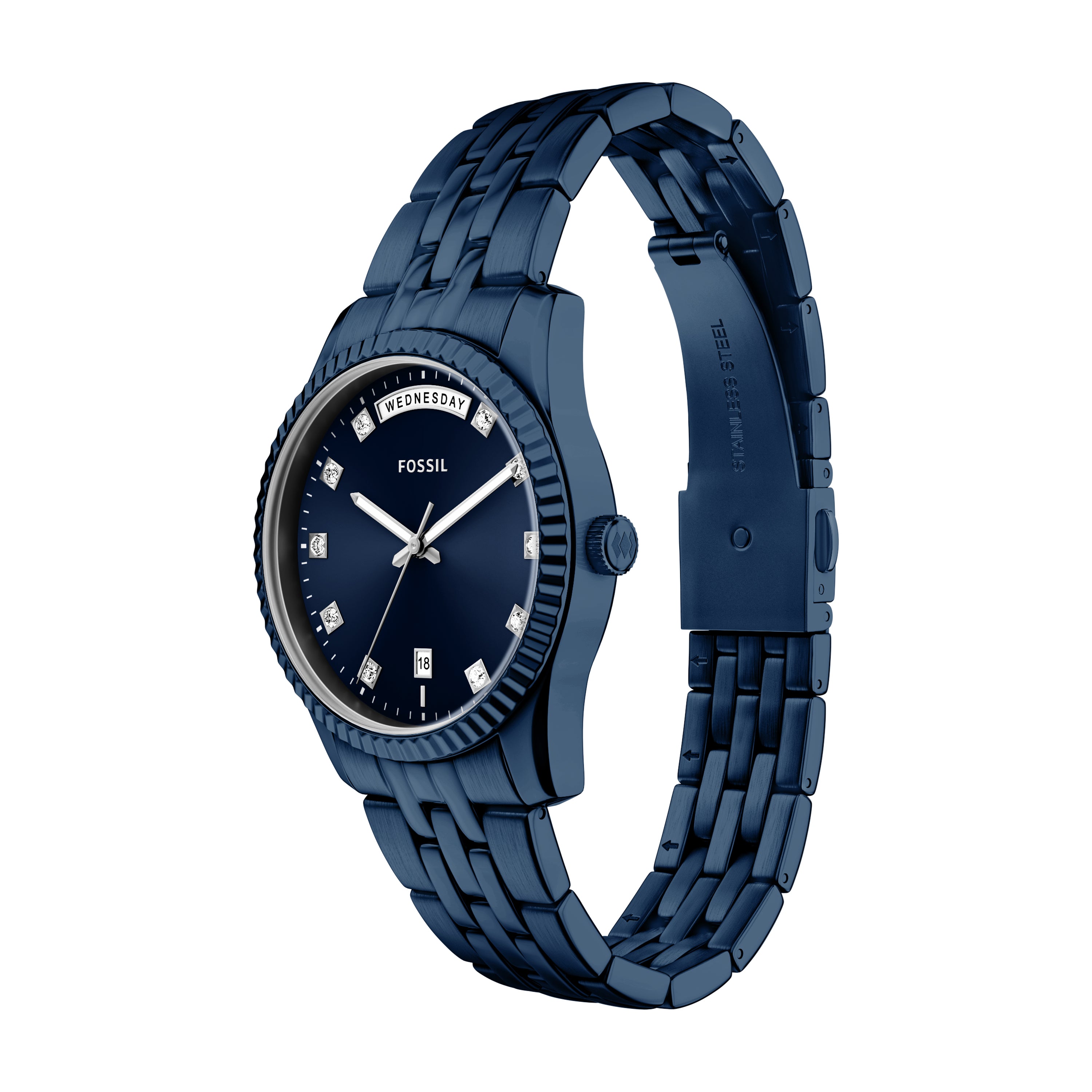 Fossil Scarlette Three-Hand Navy Blue Dial Steel Bracelet ES5476