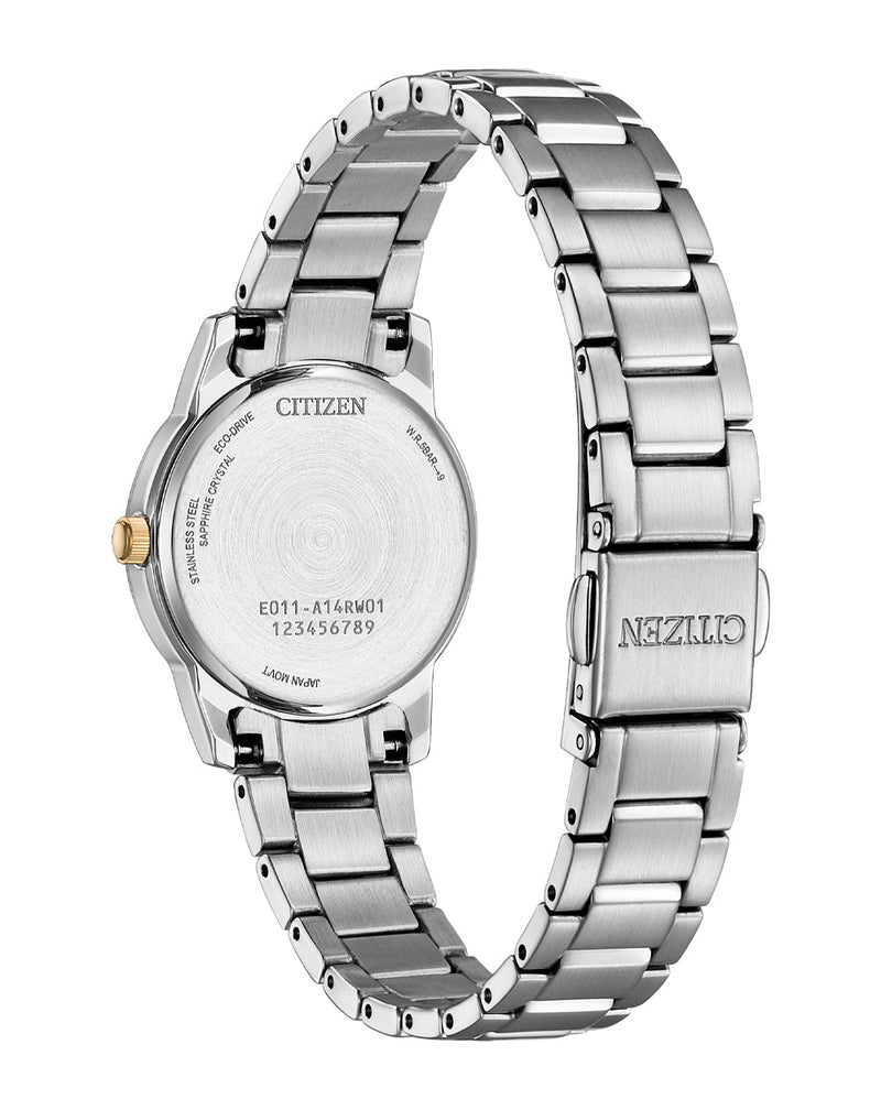 西铁城 Eco-Drive 黑色表盘不锈钢手表 EW2317-76E
