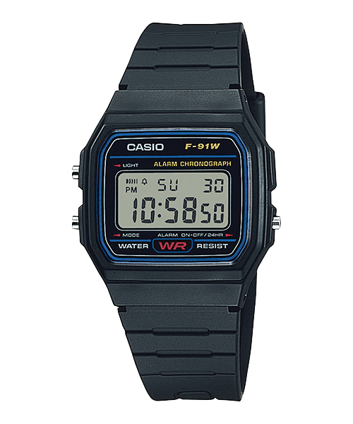 Casio Digital Black Resin Band Watch F91WB-1A