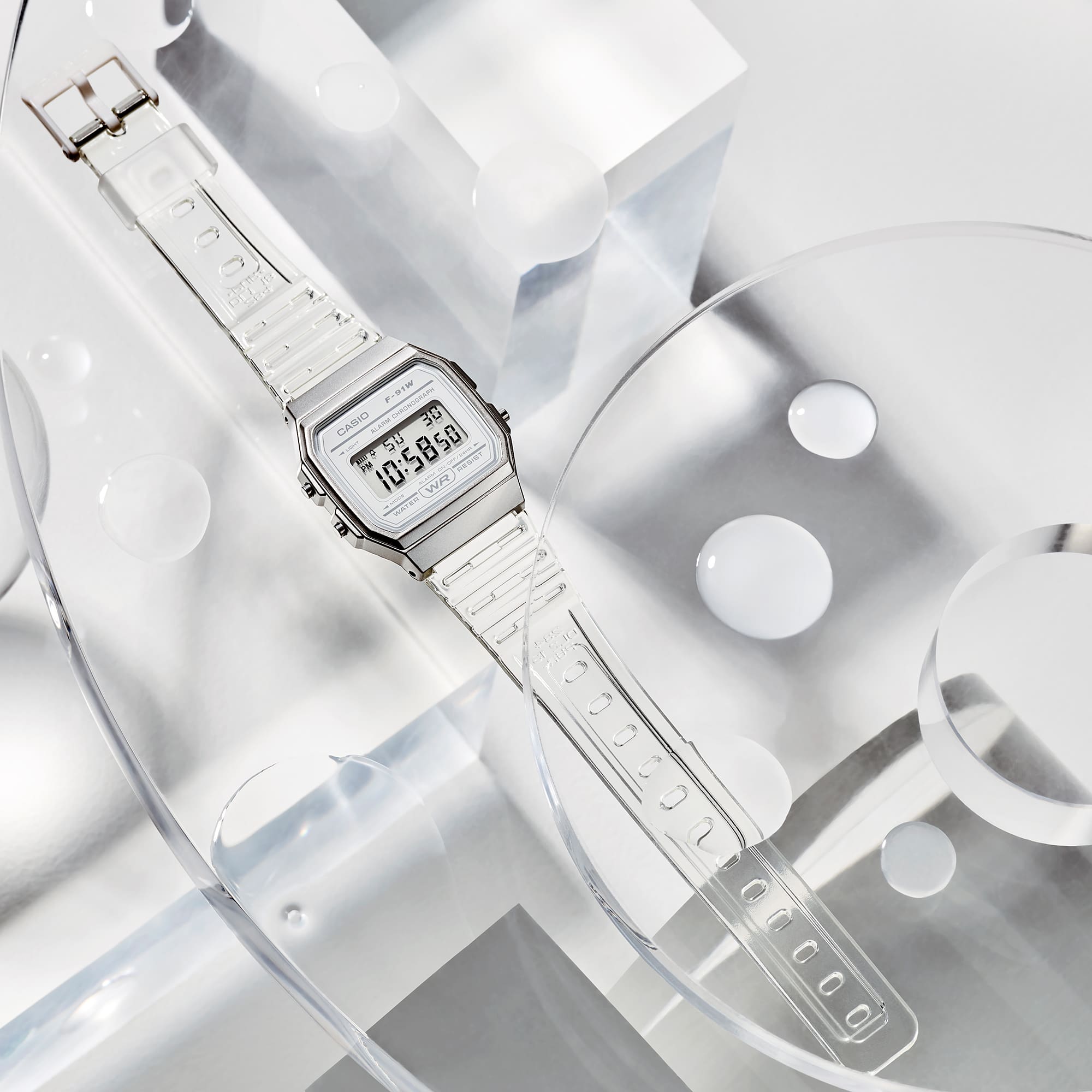 Casio Digital Transparent Resin Band Watch F91WS-7D