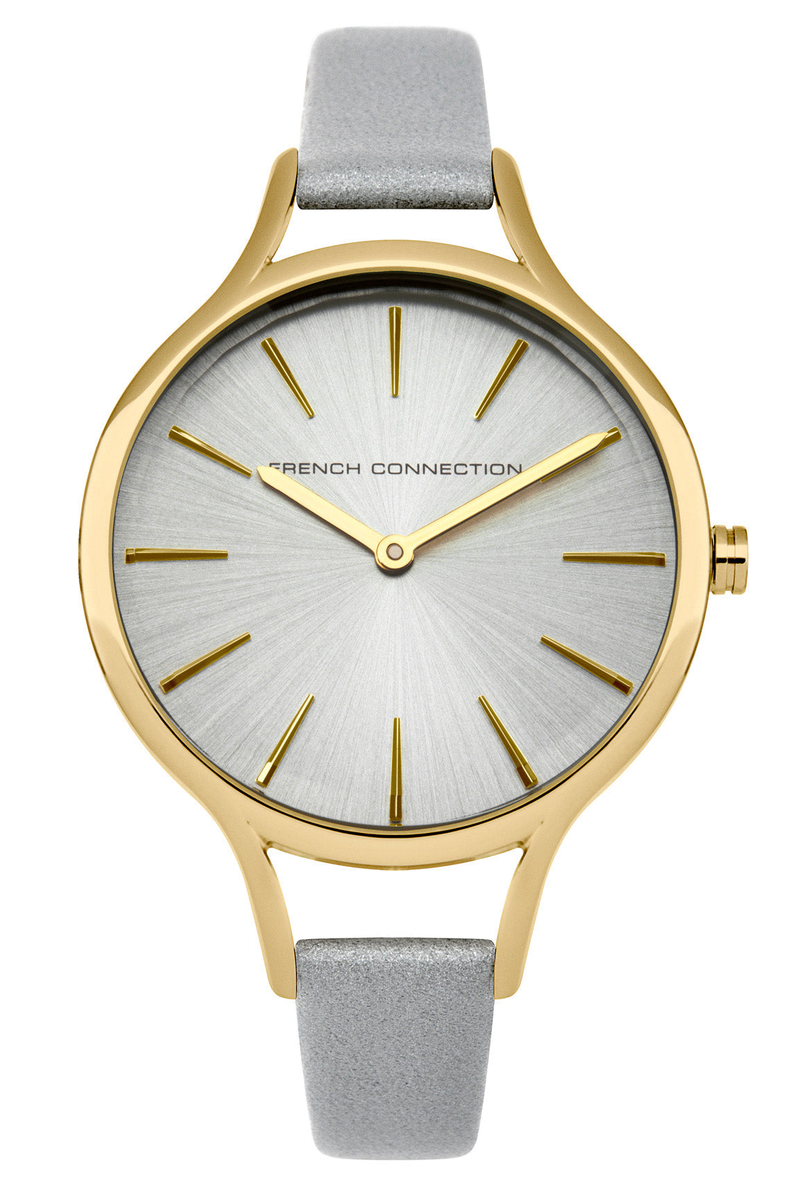 French Connection Daisy Petite 32mm Silver Dial Grey Leather Strap Watch