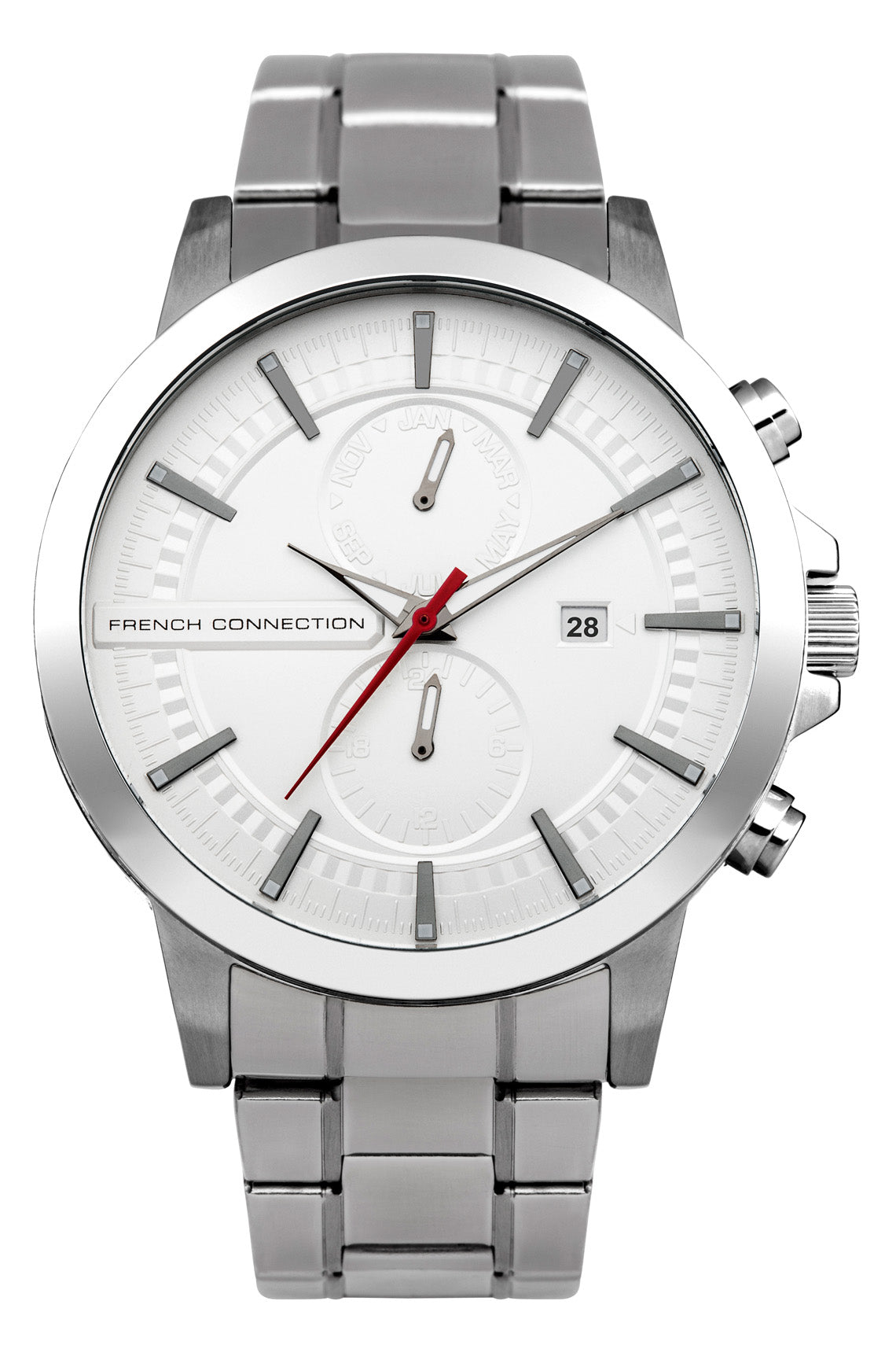 French Connection Regent 42mm Blue Dial Stainless Steel Strap Watch