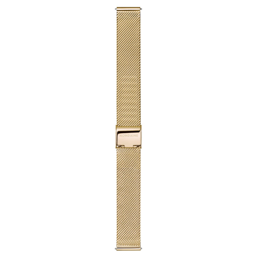 Mondaine Doppio White Dial Gold Mesh Bracelet Watch MLE.33111.SM
