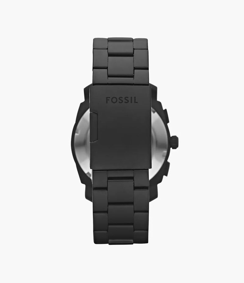 Fossil Machine 中号计时码表黑色不锈钢手表 FS4682