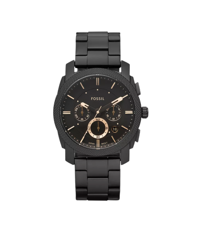 Fossil Machine Mid Size Chronograph Black Stainless Steel Watch FS4682 Watch Direct