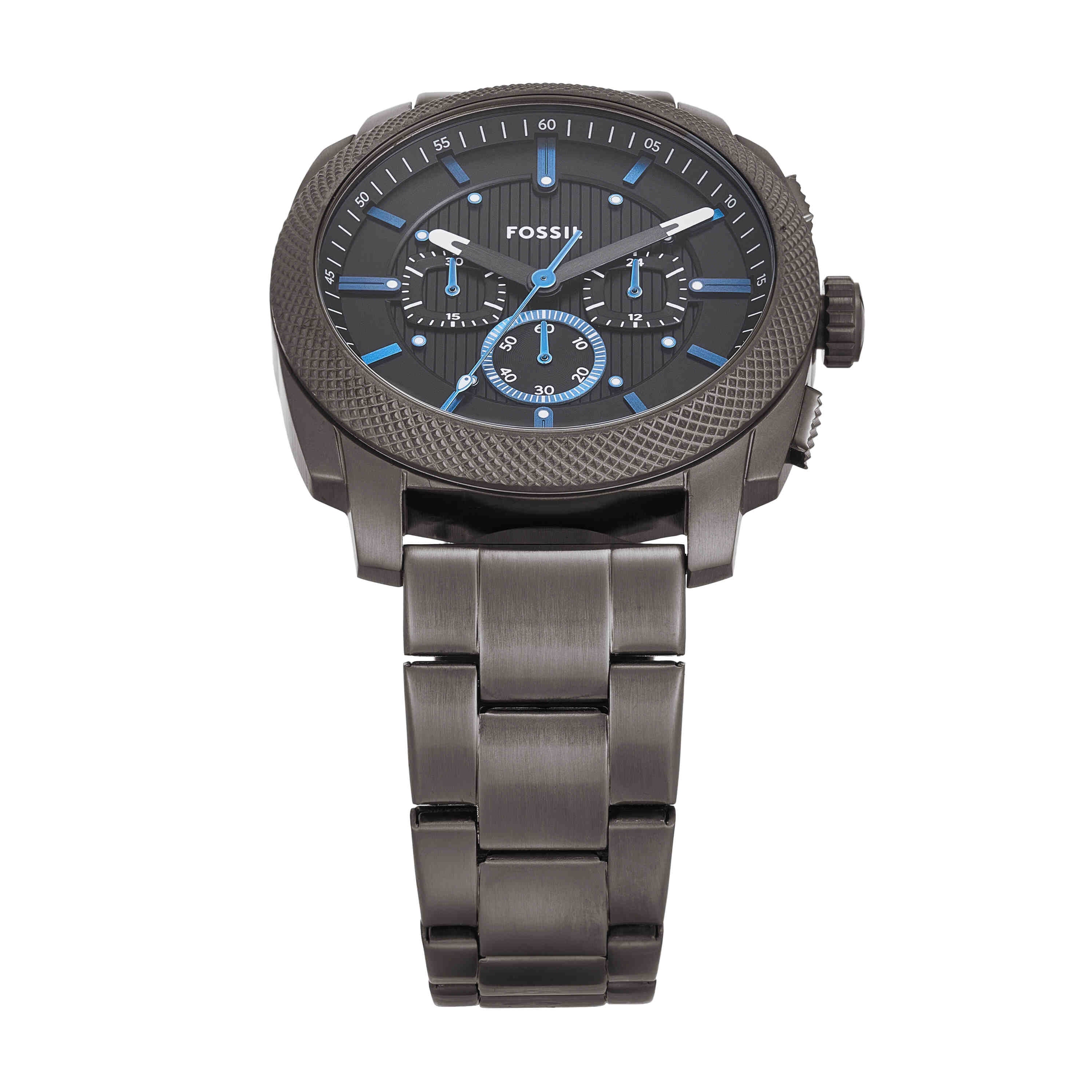 Fossil Machine Black Dial Gun-Metal Stainless Steel Watch FS6098