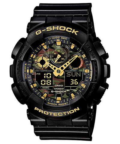 G-Shock 模拟数字黑色树脂表带手表 GA100CF-1A9