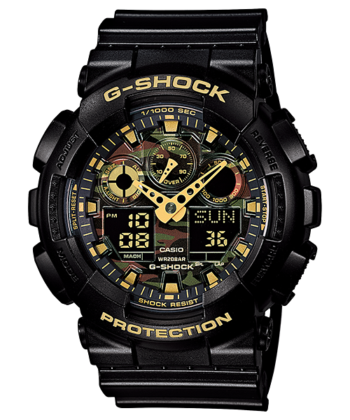 G-Shock 模拟数字黑色树脂表带手表 GA100CF-1A9