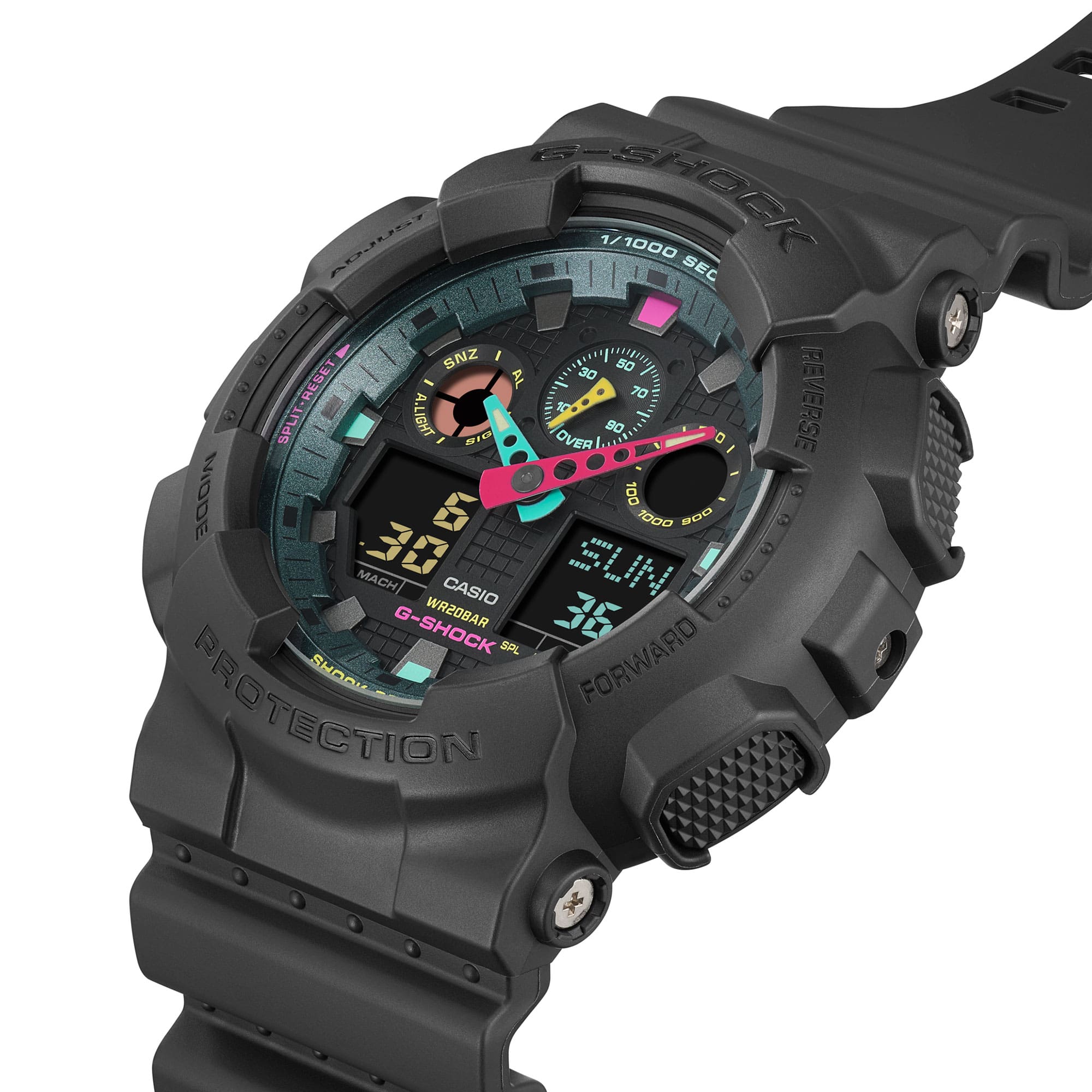G-Shock Analog Digital DUO Multi-Fluro Black Resin Band Watch GA100MF-1A