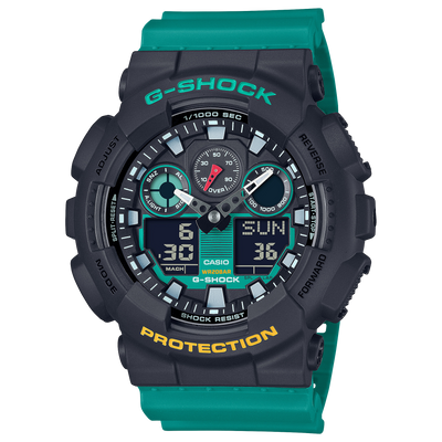 G-Shock 模拟数字 DUO Mixtape 绿色树脂表带手表 GA100MT-1A3