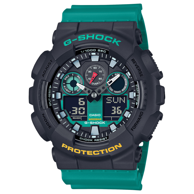 G-Shock 模拟数字 DUO Mixtape 绿色树脂表带手表 GA100MT-1A3