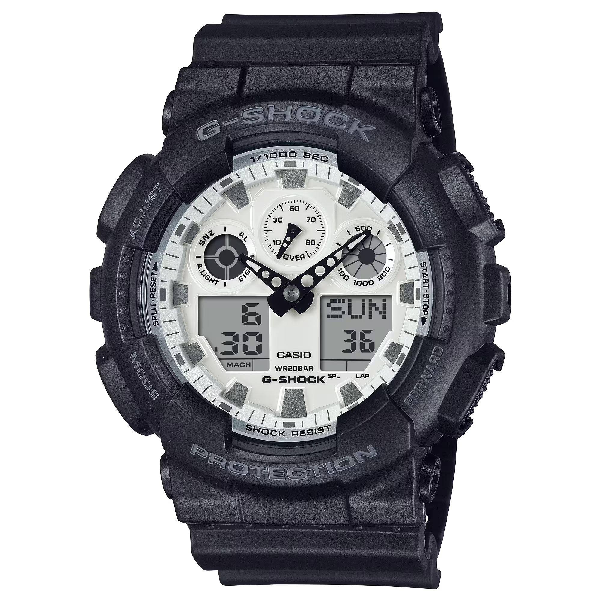 G-Shock Military Black Case and Band White Dial Men's Watch GA100WD-1A