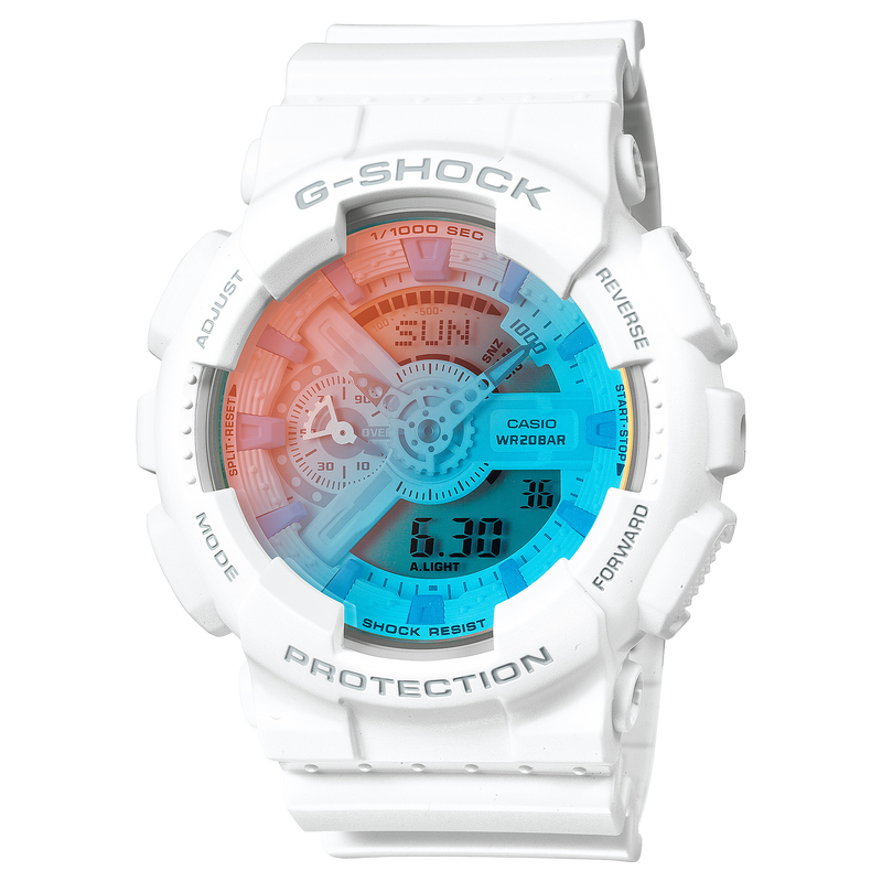 G-Shock 模拟数字白色树脂表带手表 GA110TL-7A