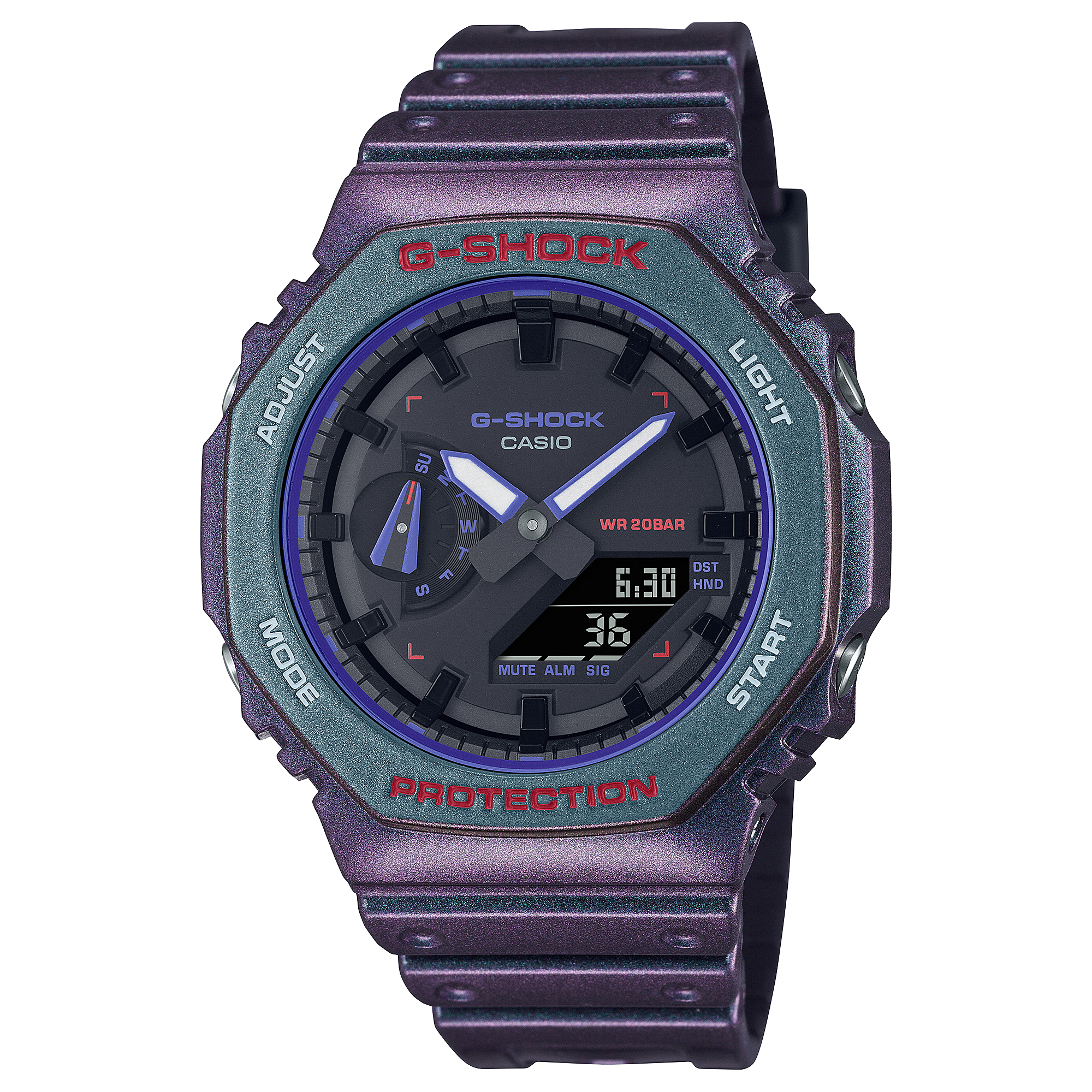 G-Shock Analog Digital DUO Aim High Purple Resin Band Watch GA2100AH-6A