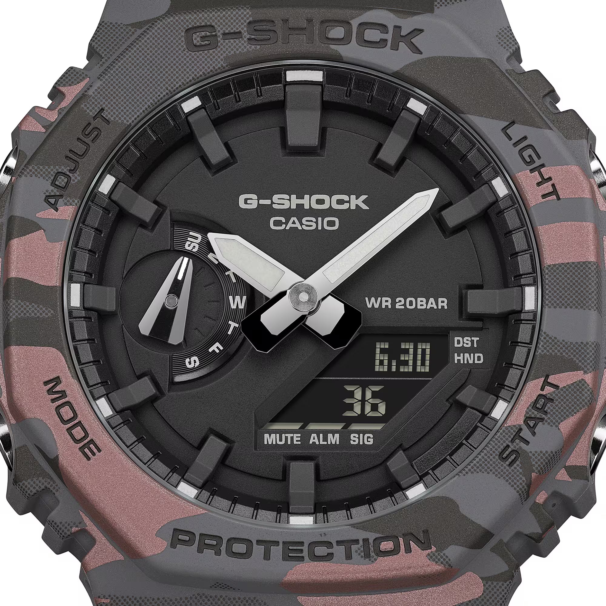 G-Shock Analog Digital Camouflage Resin Band and Black Dial Watch GA2100CM-8A