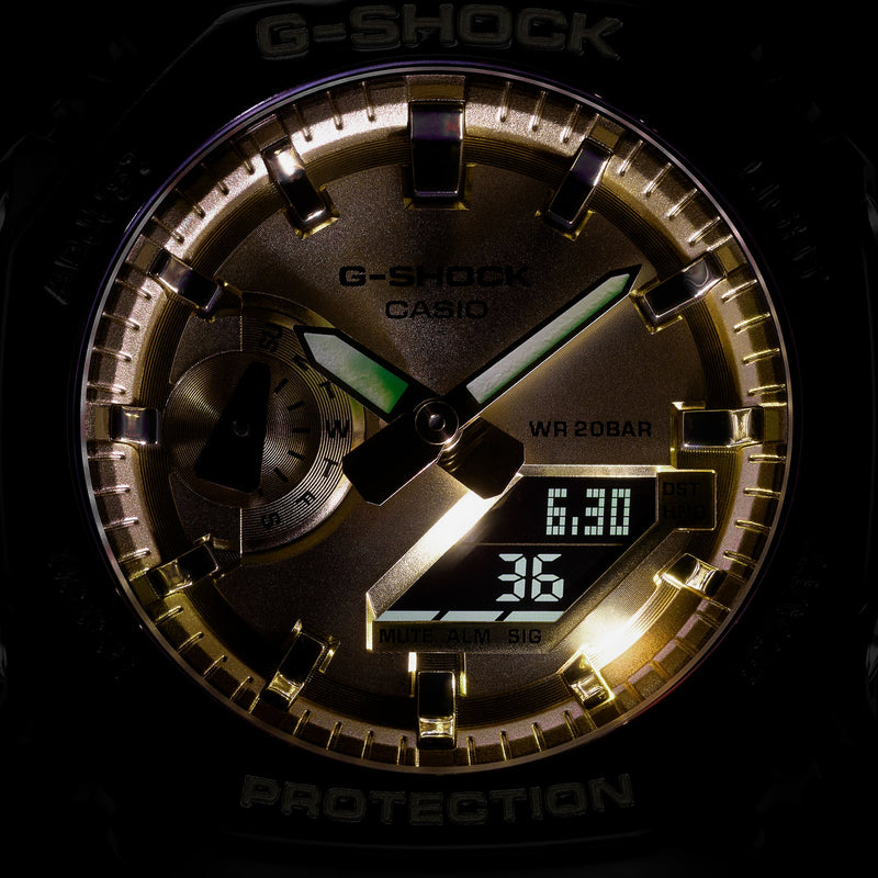 G-Shock 模拟数字 DUO 华丽黑色树脂表带手表 GA2100GB-1A