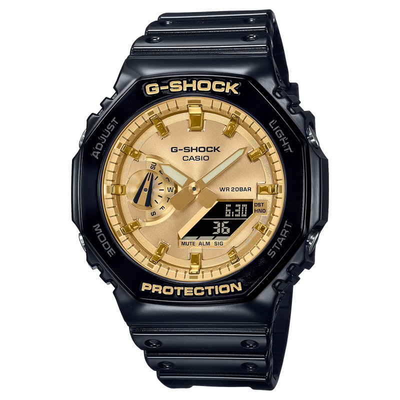 G-Shock 模拟数字 DUO 华丽黑色树脂表带手表 GA2100GB-1A