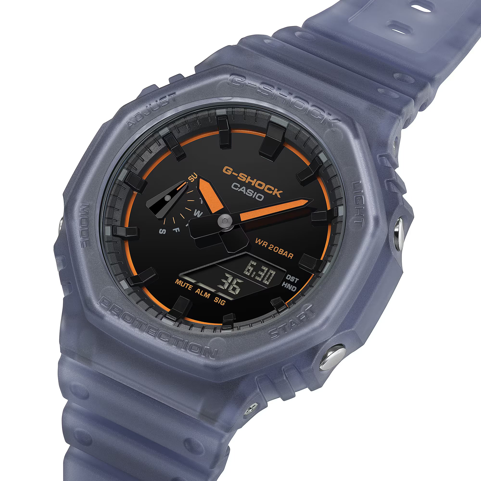 G-Shock Analog Digital Smokey Grey Resin Band Neon Orange Accents Watch GA2100K-2A