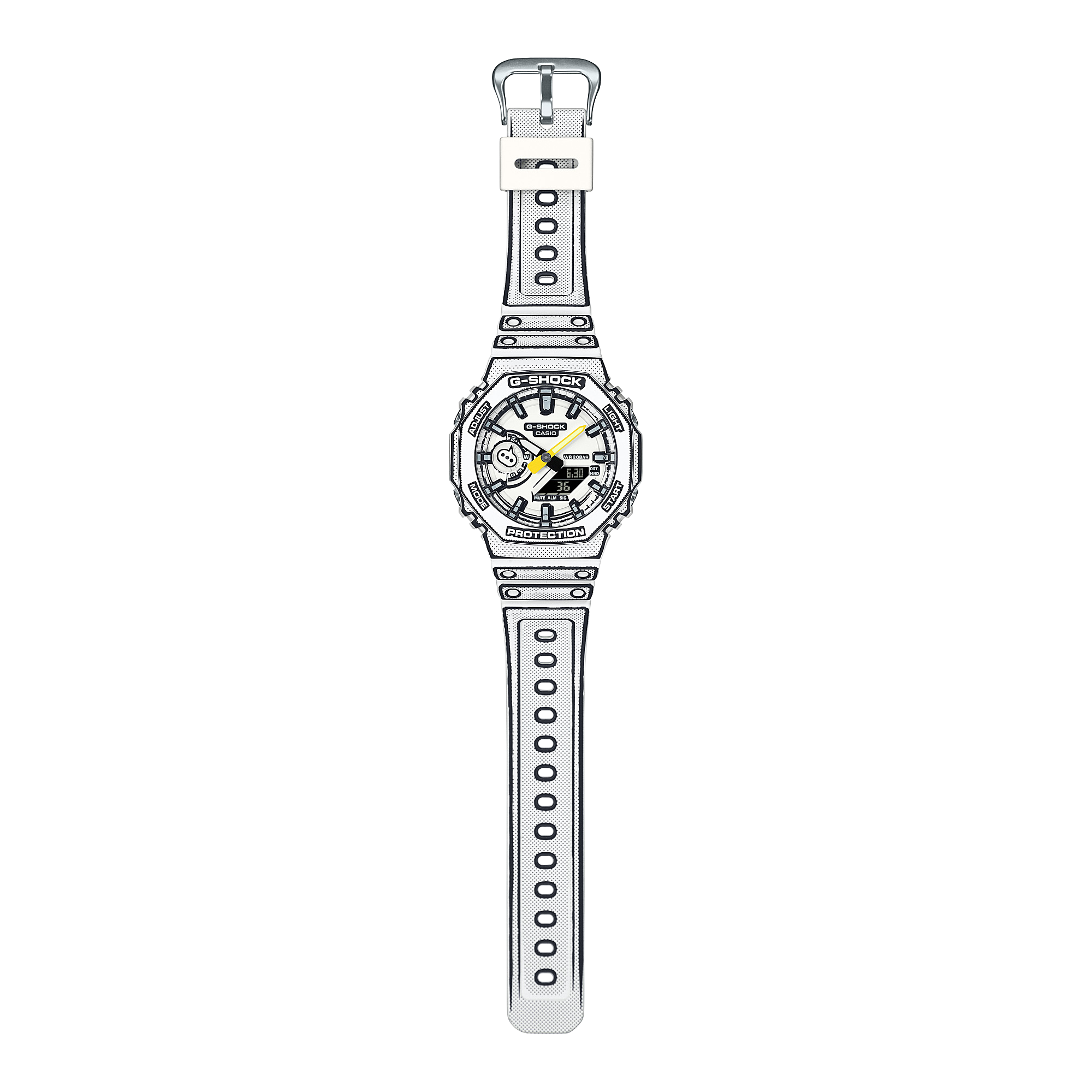 G-Shock Classic Black and White Resin Band Watch GA2100MNG-7A