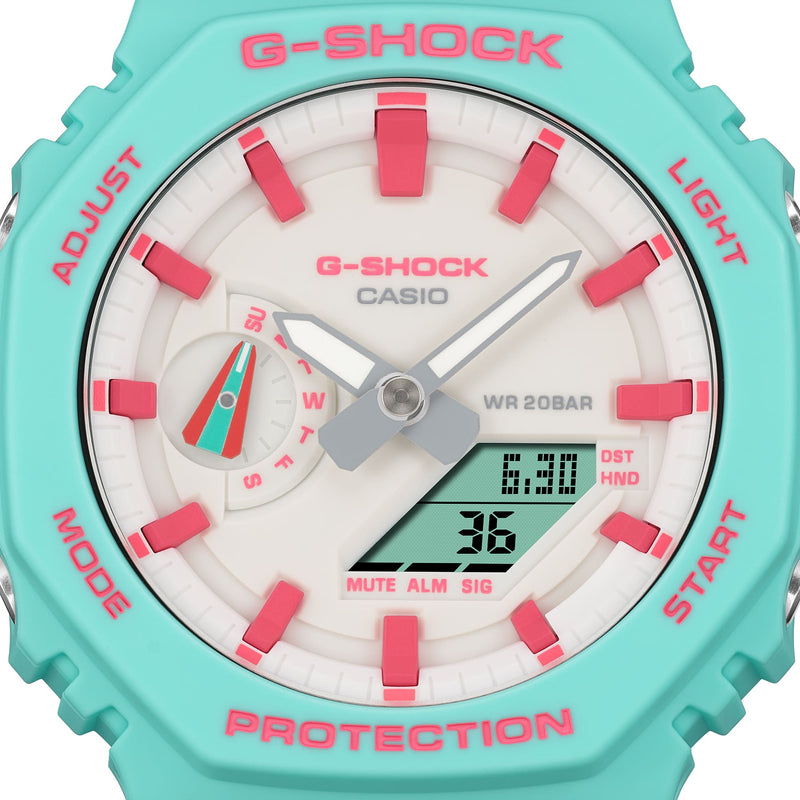 G-Shock 模拟数字 DUO Rich Brian 合作款蓝色树脂表带手表 GA2100RB-3A