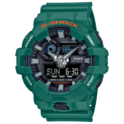 G-Shock 模拟数字绿色树脂表带手表 GA700SC-3A