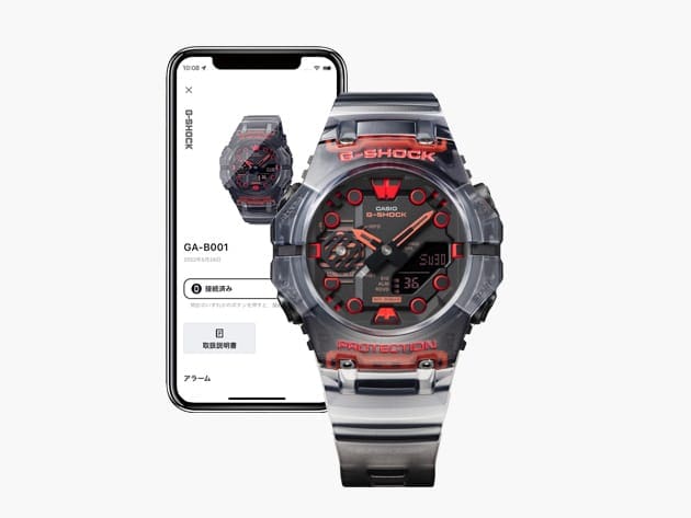 Rugged digital wristwatch with red and gray color accents.