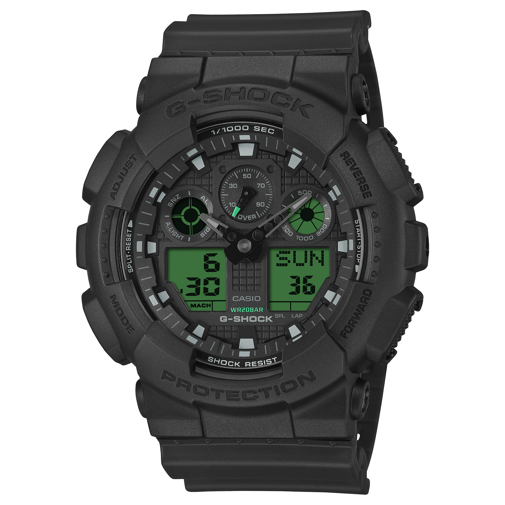 G-Shock Black and Electro Green Men's Watch GA100BEG-1A