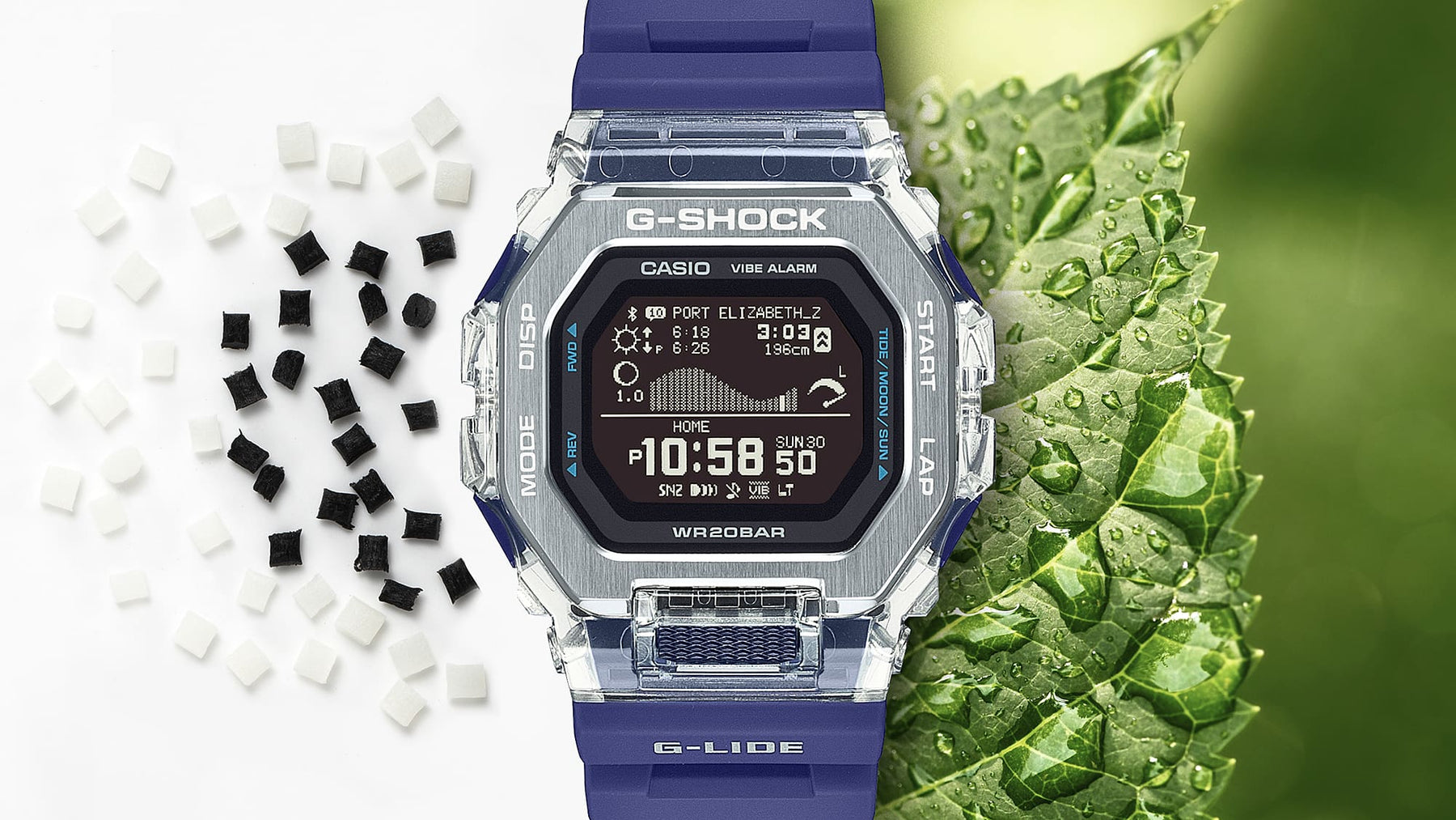 G-Shock GLIDE Gleaming Wave Blue Resin Band Watch GBX100S-2D