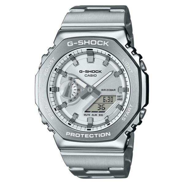 G-Shock G-Steel 2100 系列银色表盘不锈钢手表 GM-2110D-7A