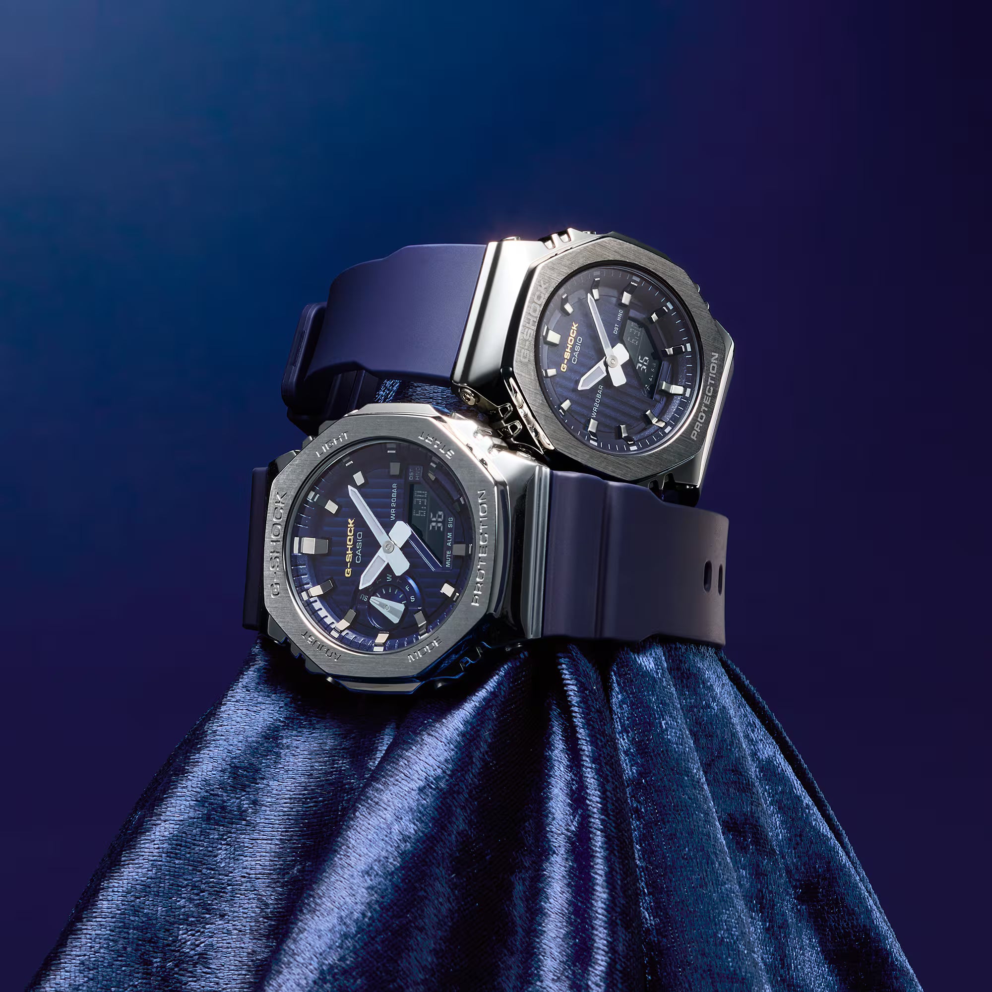 G-Shock Silver Stainless Case Black Resin Band Watch GMS2110SH-2A