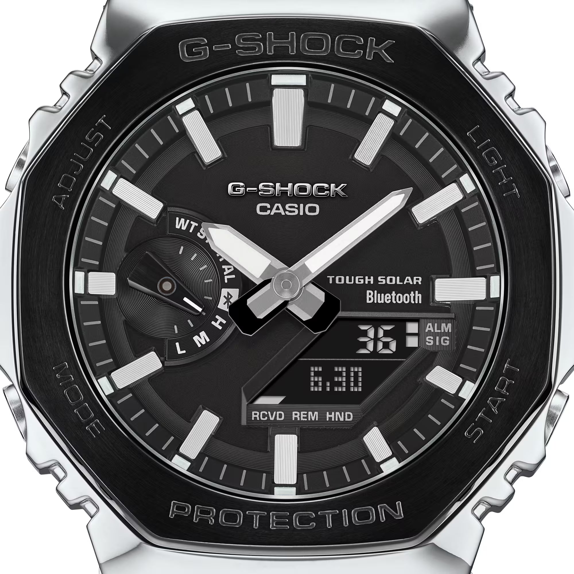 G-Shock Solar CasiOak Silver and Black Full Metal Bluetooth GMB2100BT-1A