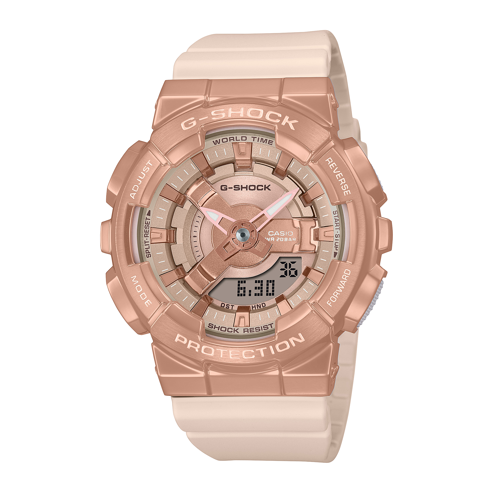 G-Shock Analog Digital Rose Gold Dial Pink Resin Band Watch GMS110PG-4A