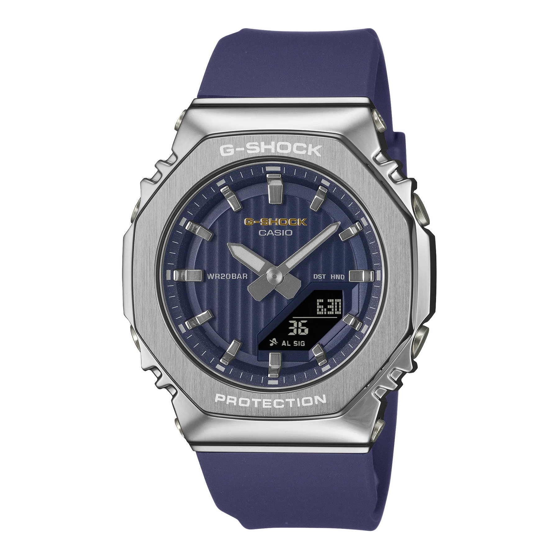 G-Shock Silver Stainless Case Black Resin Band Watch GMS2110SH-2A