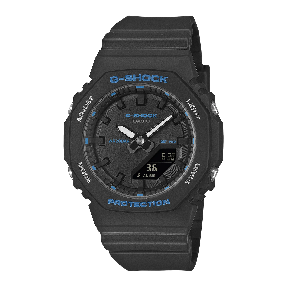 G-Shock Slim CasiOak Digital Black With Blue Accents Watch GMAP2100BA-1A