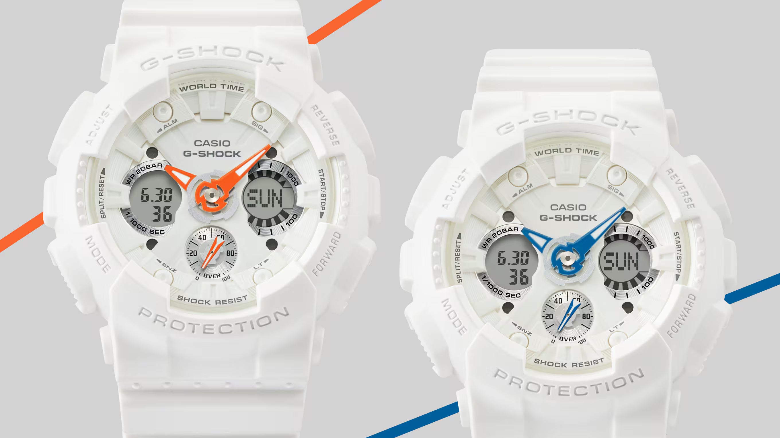 G-Shock Analog Digital White Resin Band Blue Hands Watch GMA-S120SA-7A1