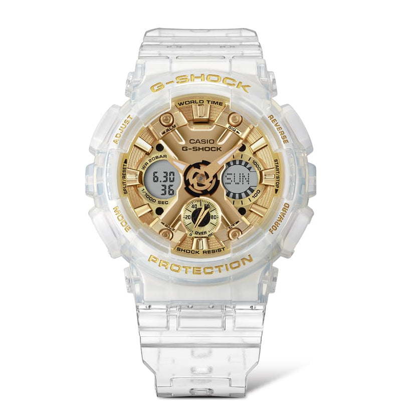 G-Shock Digital Transparent Gold Resin Watch GMAS120SG-7A