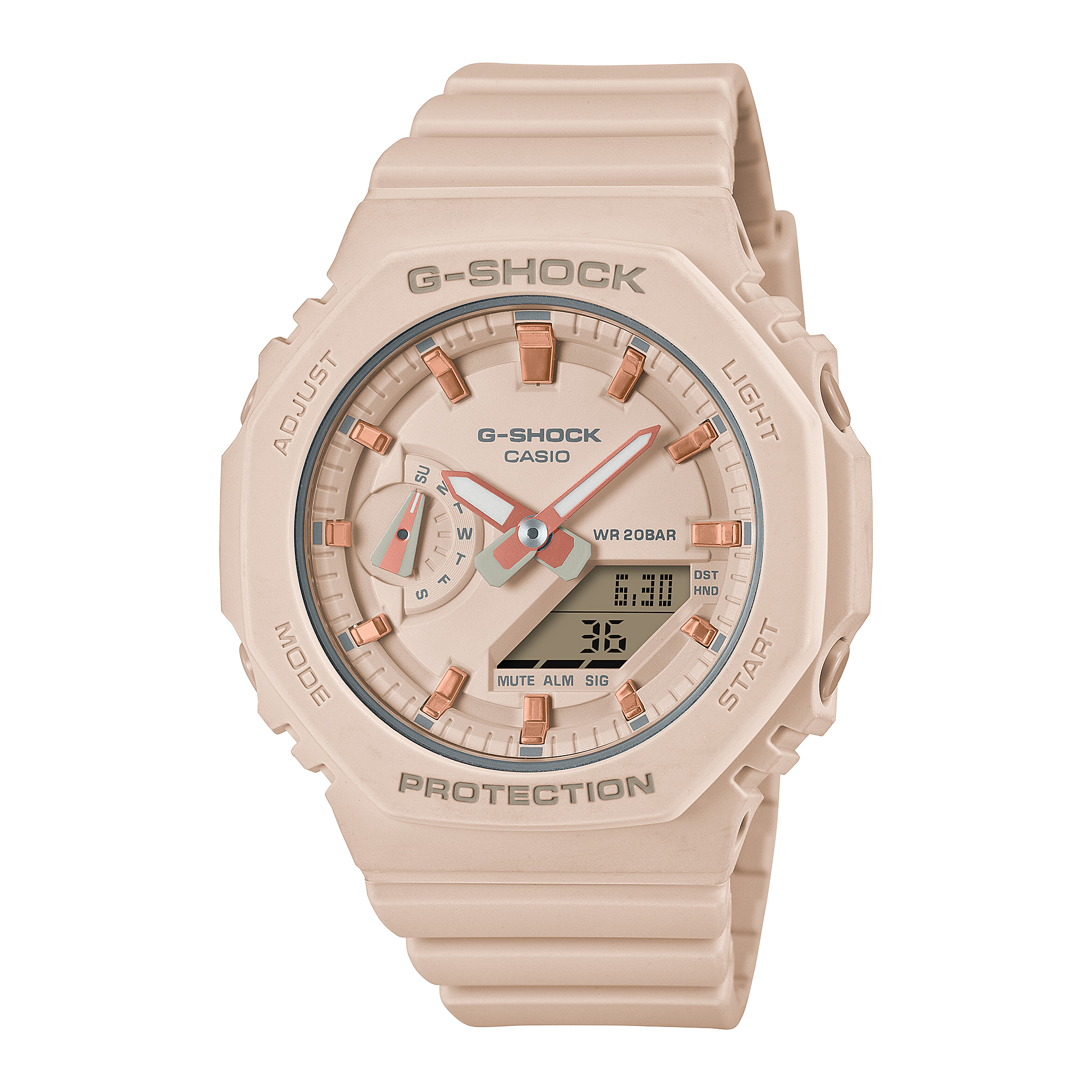 G-Shock Analog Digital DUO 2100 Mid Size Pink Resin Band Watch GMAS2100-4A