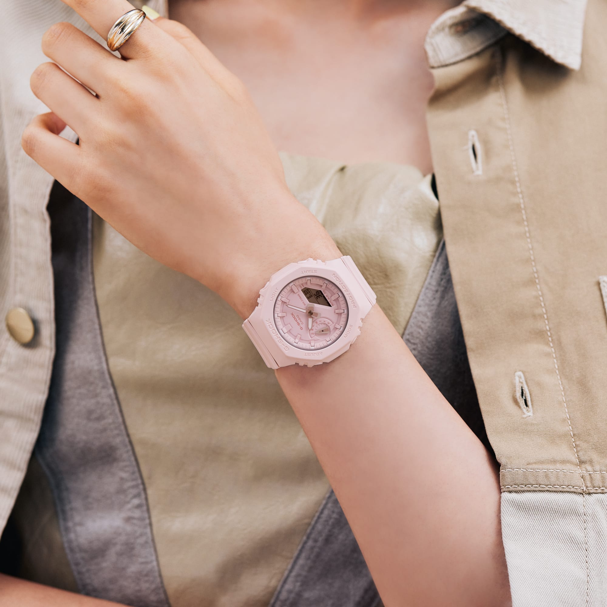 G-Shock Analog Digital Pink Resin Band Watch GMAS2100BA-4A