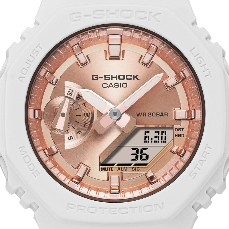 G-Shock 数字模拟中型 DUO 白色树脂表带手表 GMAS2100MD-7A