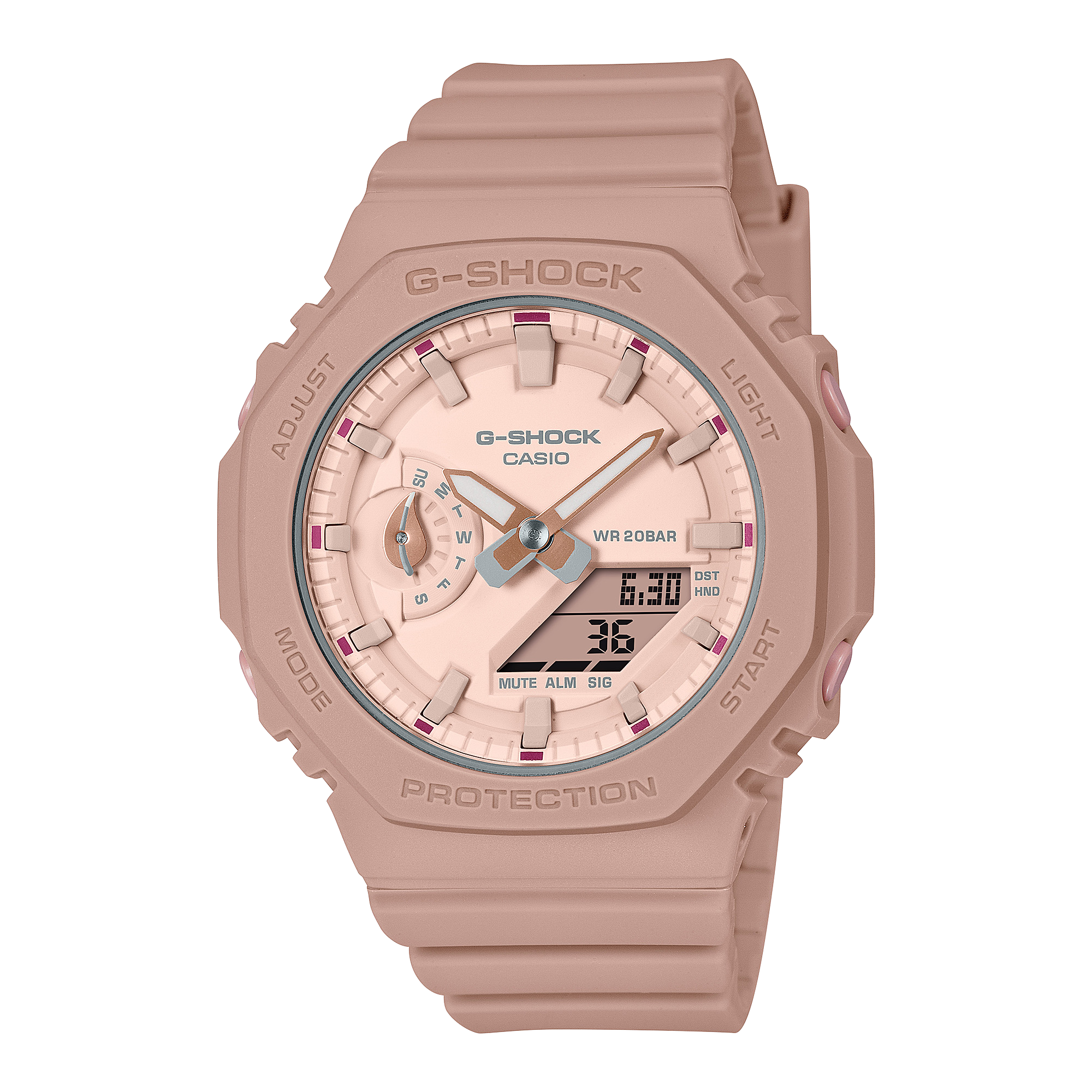 G-Shock Analog Digital Pink Dial Resin Band Watch GMA-S2100NC-4A2