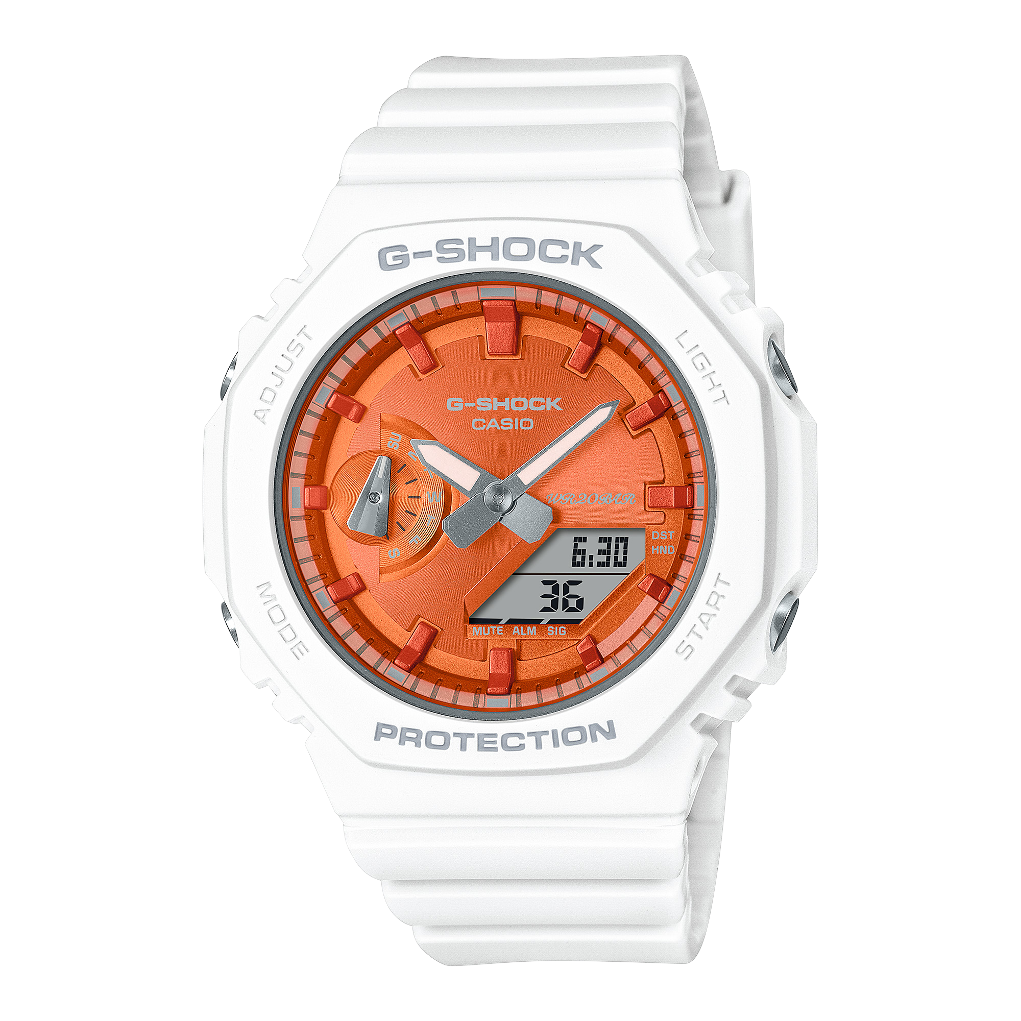 G-Shock Analog-Digital Orange Dial White Resin Band Watch GMAS2100WS-7A