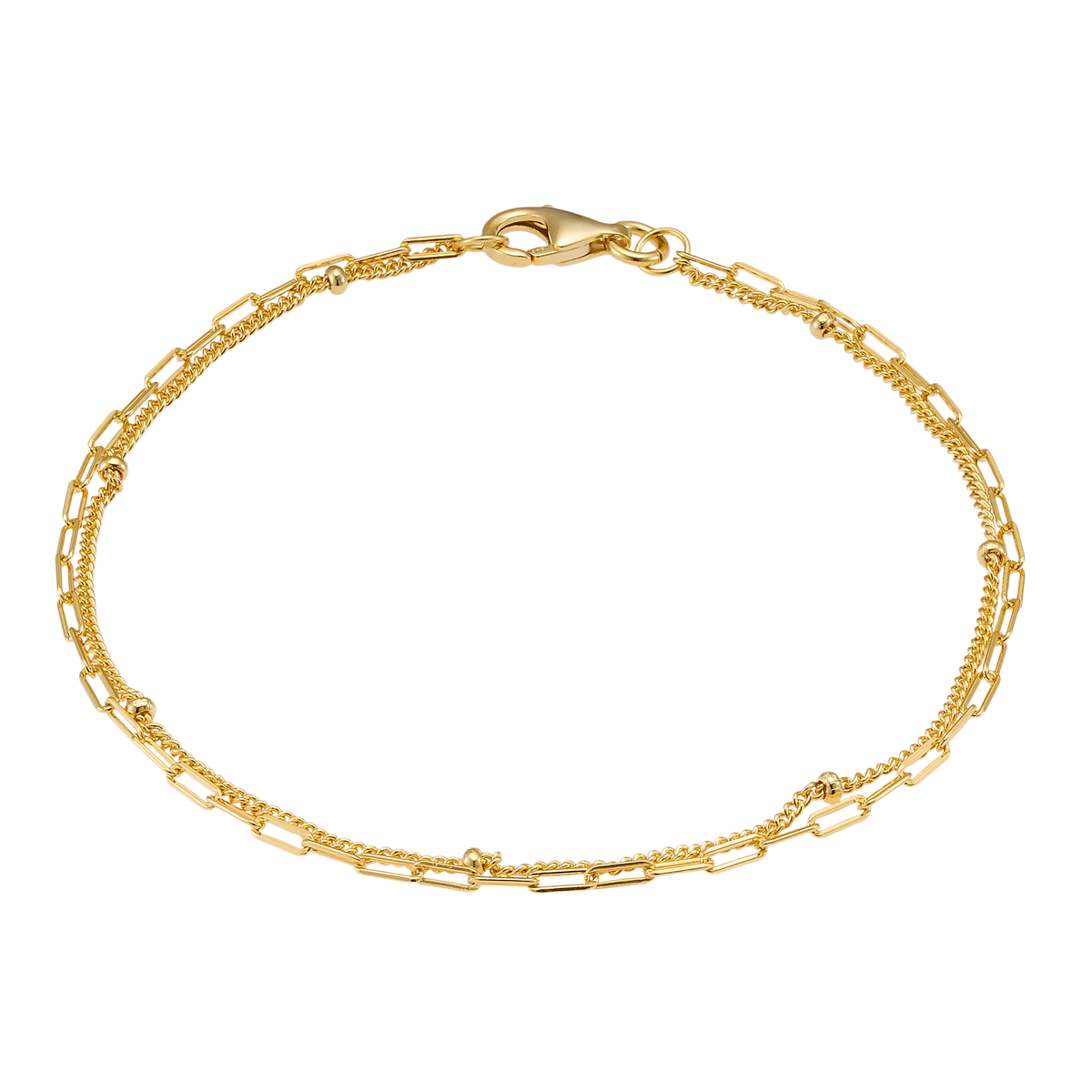 Gold Vermeil Icon 14k Gold Vermeil Double Chain Bracelet 18.5cm GVB0007Y GVB0007Y front packshot