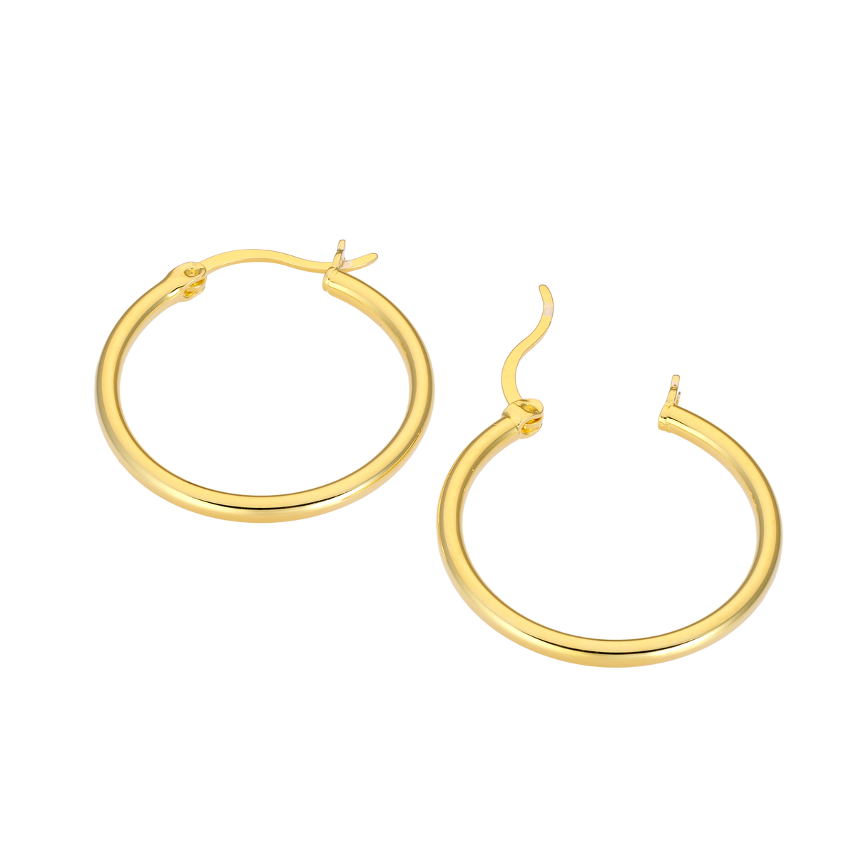 Gold Vermeil Icon 14K Gold Vermeil Plain 25mm Hoop Earrings GVE0014Y GVE0014Y view 4