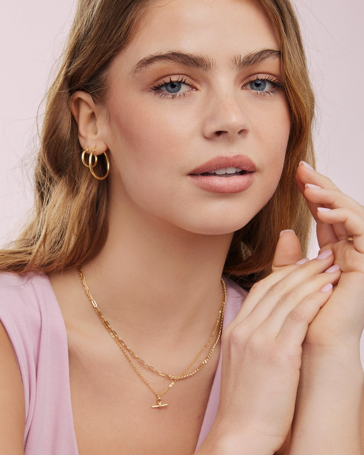 Gold Vermeil Icon 14K Gold Vermeil Plain 25mm Hoop Earrings GVE0014Y GVE0014Y view 2