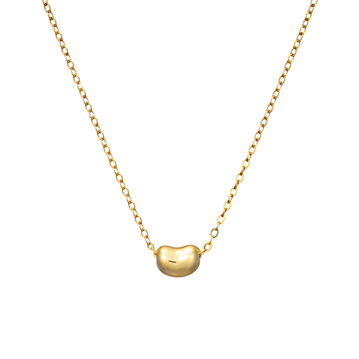 Gold Vermeil Lustre 14k Gold Vermeil Plain Bean Necklace GVN0009Y GVN0009Y front packshot