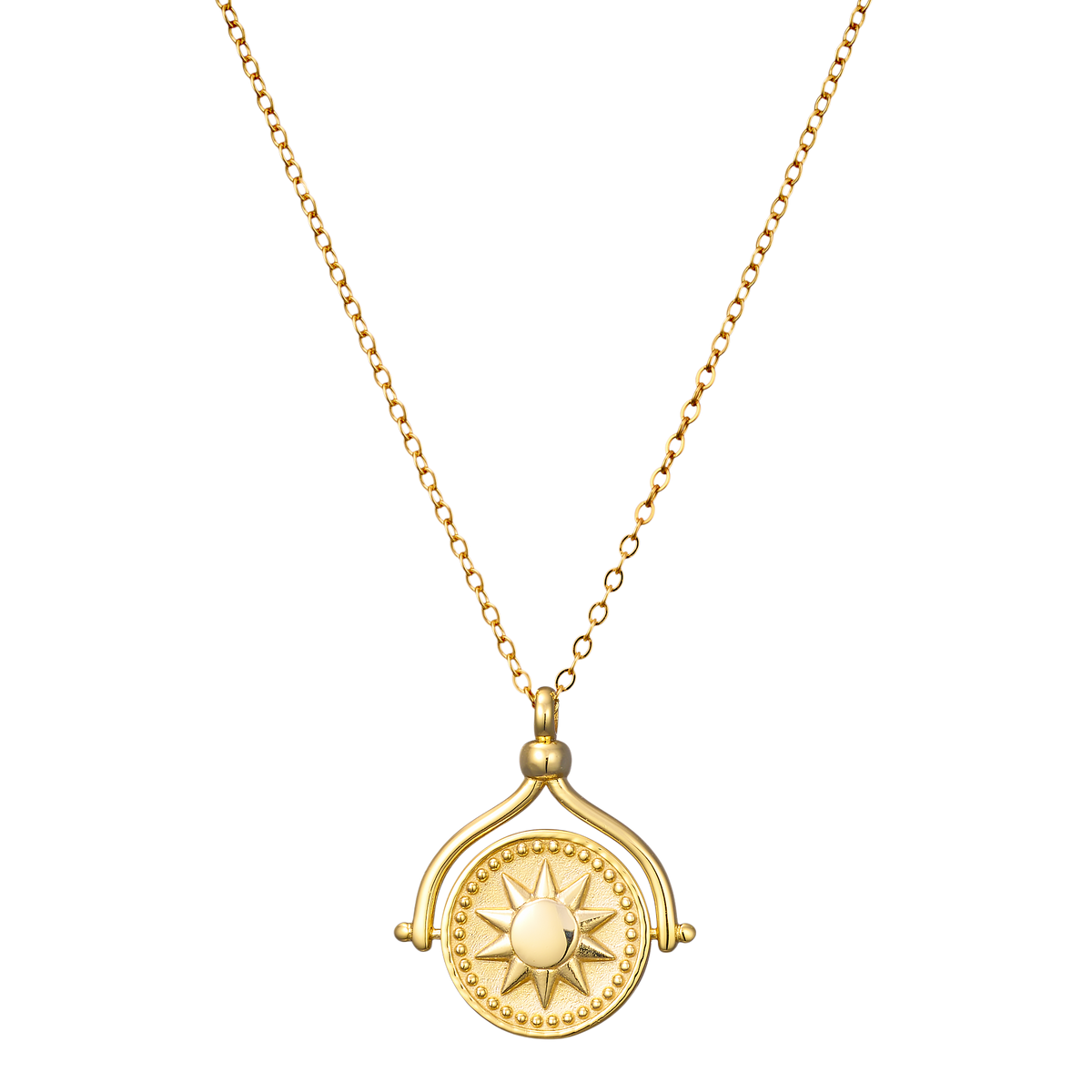 Gold Vermeil Lustre 14k Gold Vermeil Medallion Sun/Moon Flip Necklace GVN0014Y GVN0014Y front packshot