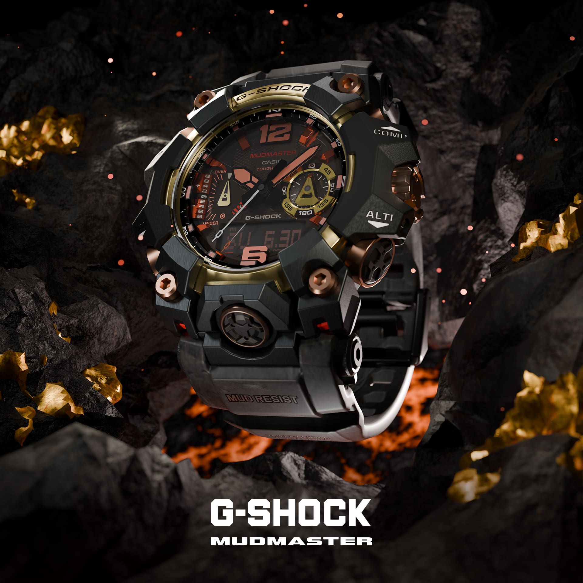 G-Shock Mudmaster Magma Gold Solar Men's Watch GWGB1000MG-1A9