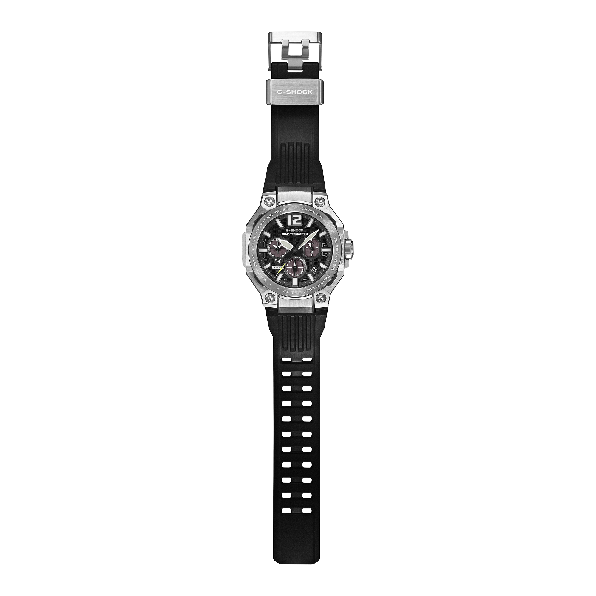 G-Shock Gravitymaster GWRB3000-1A with the Super Illuminator backlight on.